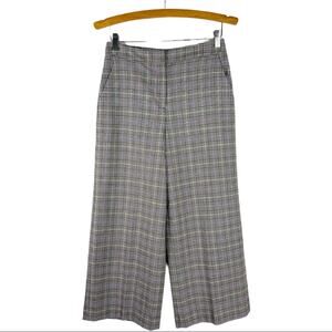 Halogen brown purple plaid checked wide leg preppy academia cropped pants 2